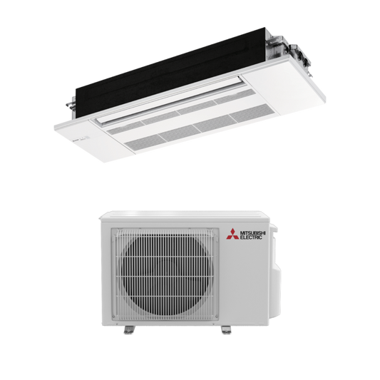 Mitsubishi MLZ-KX09NL & SUZ-AA09NL 9,000 BTU 21.6 SEER2 One-Way Ceiling Cassette Heat Pump System (w/ Grille) - R454B - MLZKX09NL/MLP449WU/SUZAA09NL