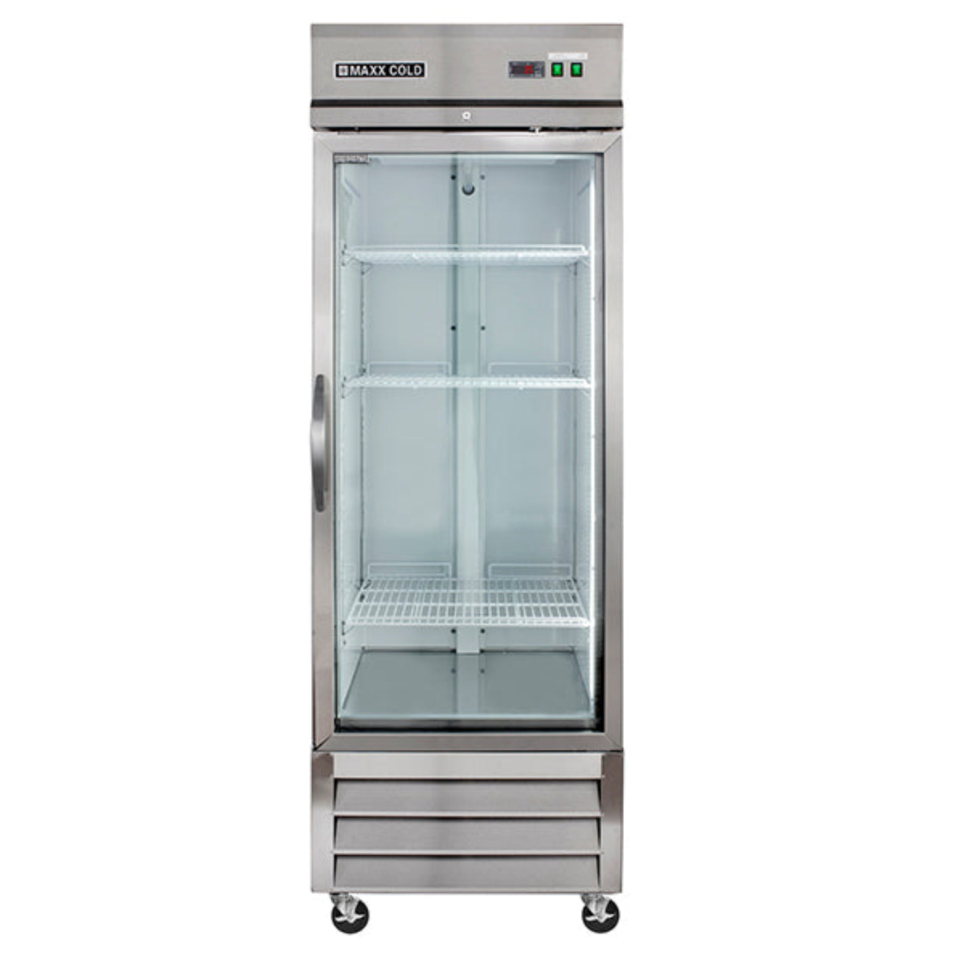 Maxx Cold Single Glass Door Reach-In Refrigerator, 23 cu. ft. Storage Capacity, in Stainless Steel - MXCR-23GDHC