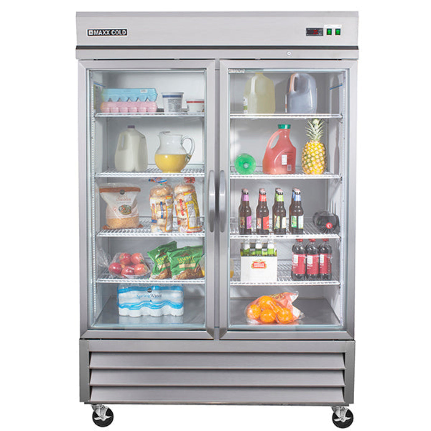 Maxx Cold - Double Glass Door Reach-In Refrigerator, Bottom Mount, 49 cu. ft., in Stainless Steel - MXCR-49GDHC