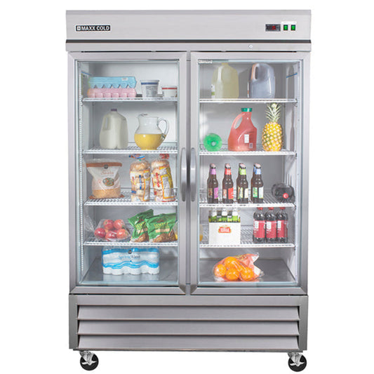 Maxx Cold - Double Glass Door Reach-In Refrigerator, Bottom Mount, 49 cu. ft., in Stainless Steel - MXCR-49GDHC