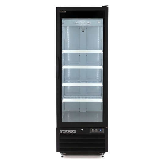 Maxx Cold Single Glass Door Merchandiser Refrigerator, Large Storage Capacity, 30 cu. ft., in Black - MXGDM-30RBHC