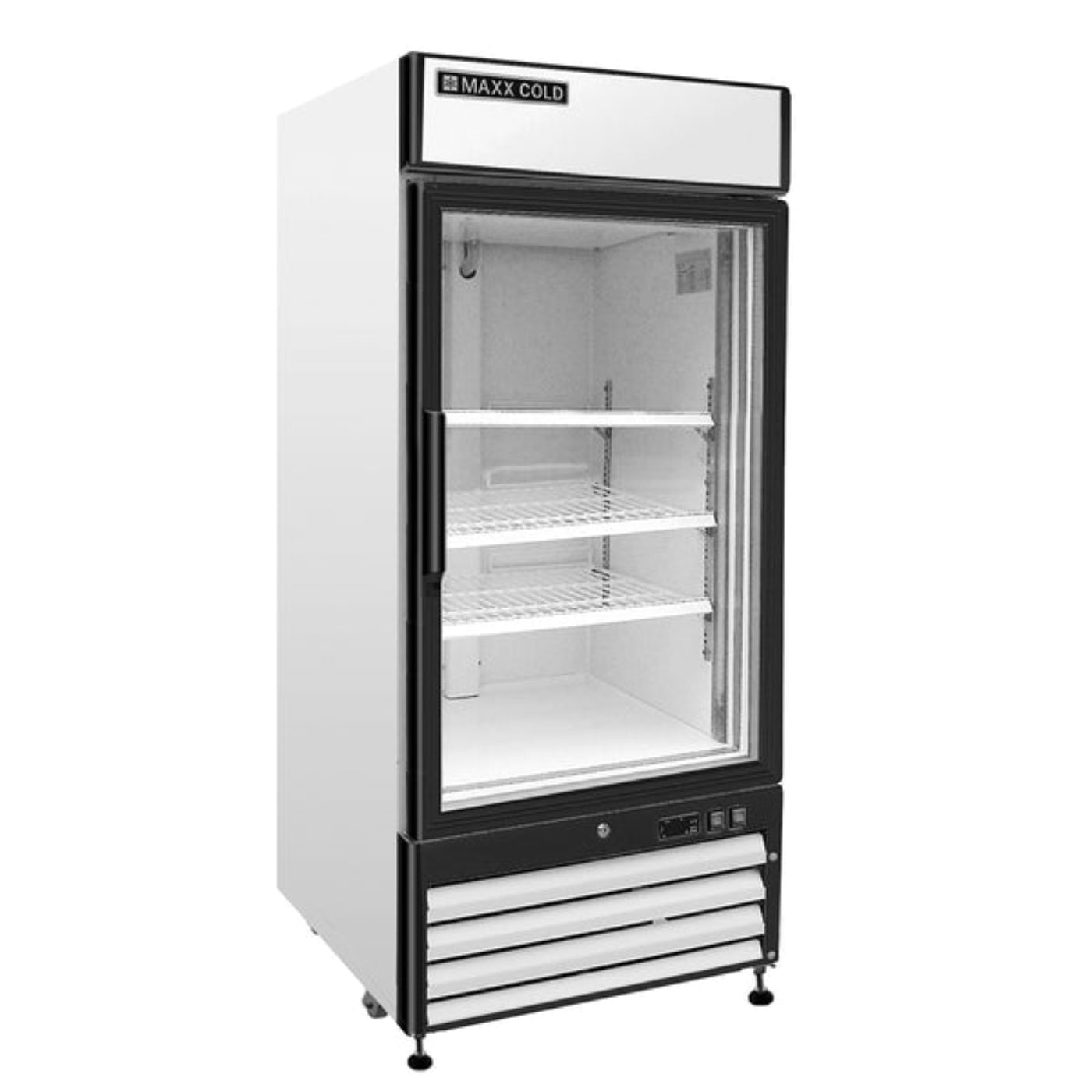 Maxx Cold Single Glass Door Merchandiser Refrigerator, Free Standing, 16 cu. ft., in White - MXM1-16RHC