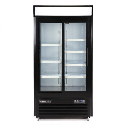 Maxx Cold Double Glass Door Narrow Width Merchandiser Refrigerator, Sliding Door, 36 cu. ft., White - MXM2-36RSHC