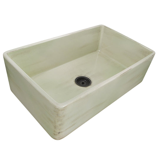 Nantucket Sinks 33" Farmhouse Fireclay Sink with Shabby Green Finish - FCFS3320S-ShabbyGreen