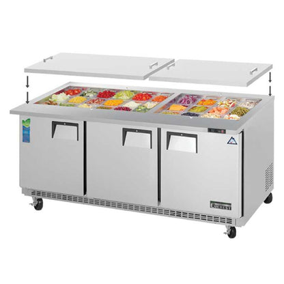 Everest Commercial 71" 30 Pan Salad Sandwich Food Prep Table Refrigerator Open Top Mega Top - EOTP3