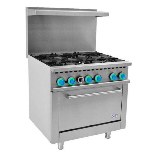Chef AAA - R36, Commercial 36" 6 Burner Gas Oven Range - R36