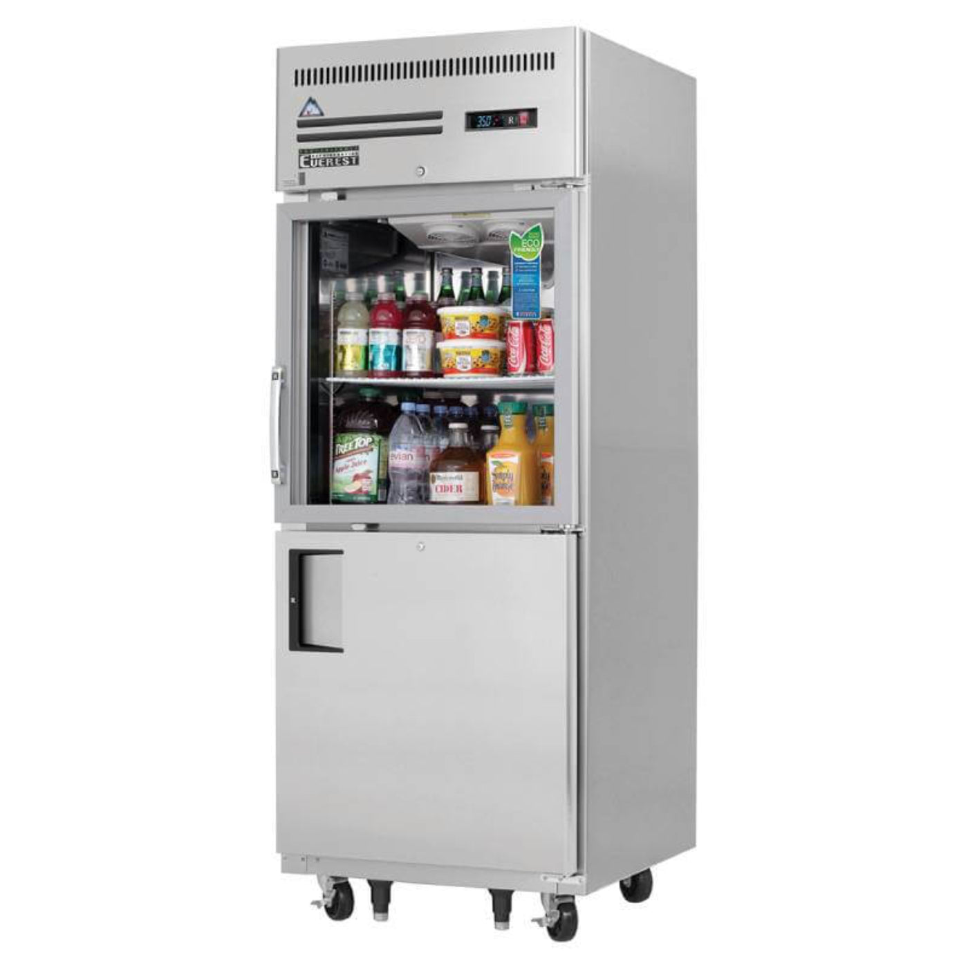 Everest  Commercial 29" 1 Glass 1 Solid Door Reach-In Refrigerator 23 Cu.ft. - EGSH2
