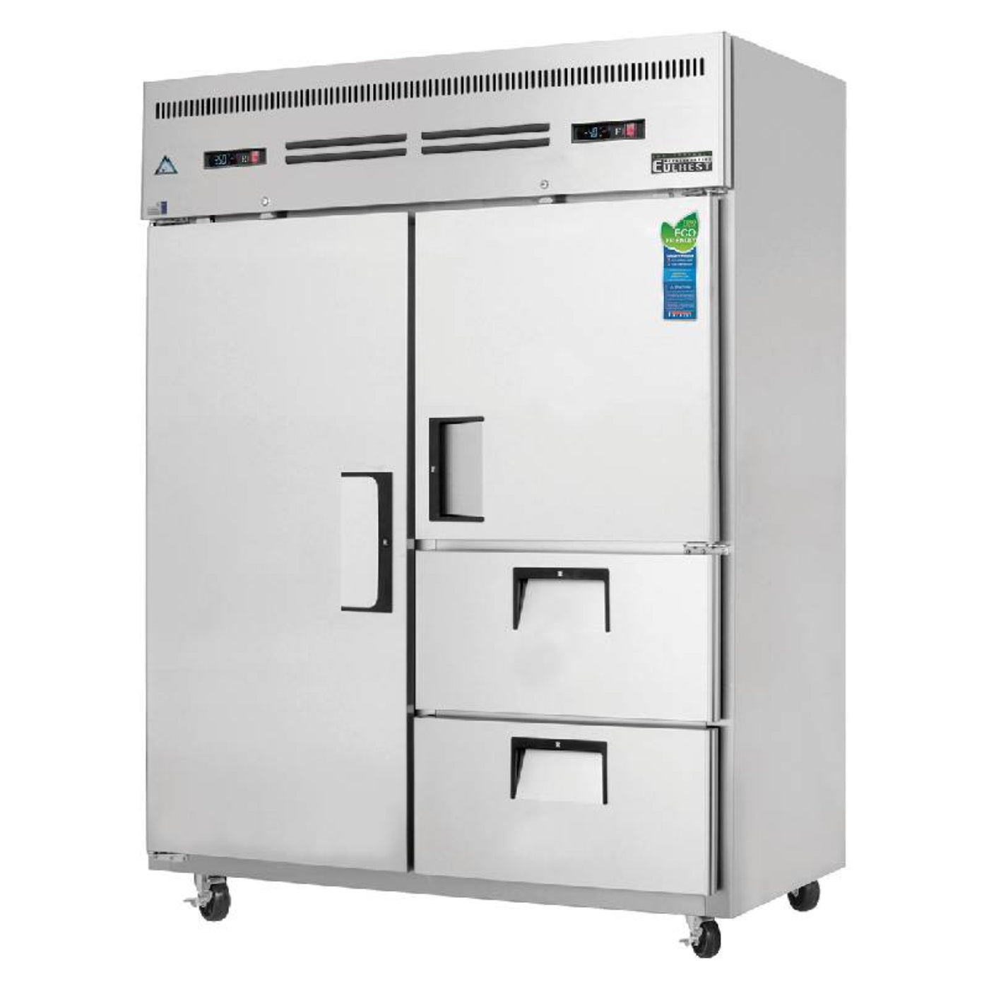 Everest Commercial 59" Two Solid Door Reach-In Refrigerator F 13 cu.ft. / R 39 cu.ft. - ESWQ2D2