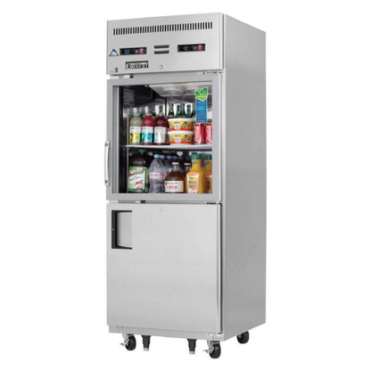 Everest Commercial 29" 1 Glass 1 Solid Door Reach-In Refrigerator Freezer 22 cu.ft. - EGSDH2