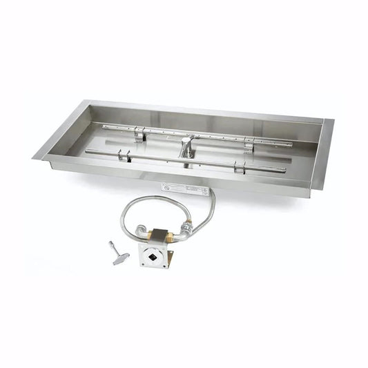 24″ Rectangle Match Lit Fire Pit Kit - MLFPK24x12-H-FLEX-NG