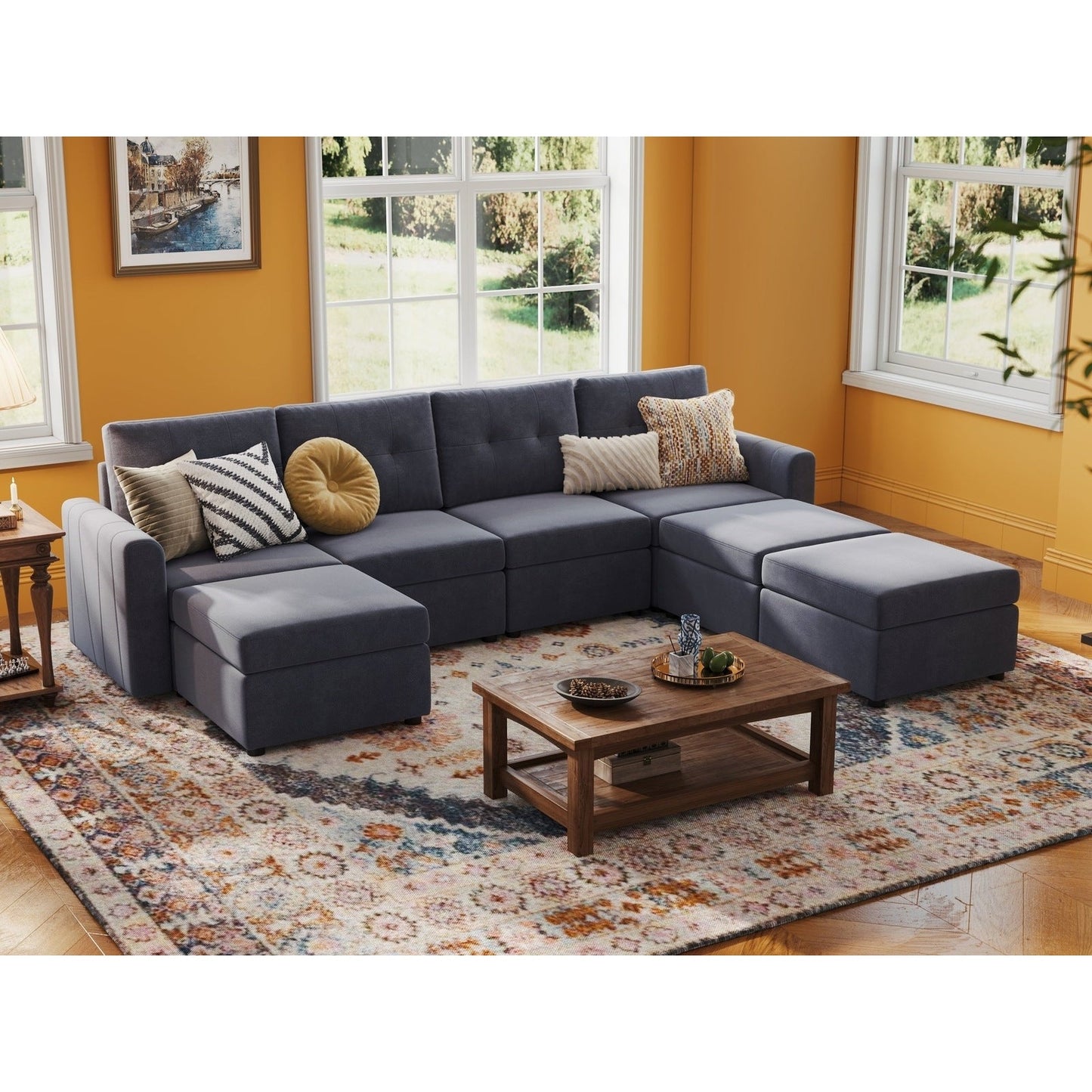 LINSY HOME RUBIK III 4 Seat With 3 Ottomans And An Additional Set Of Covers - US-LH-SPF-Sofa-S800-AD-43-0-00