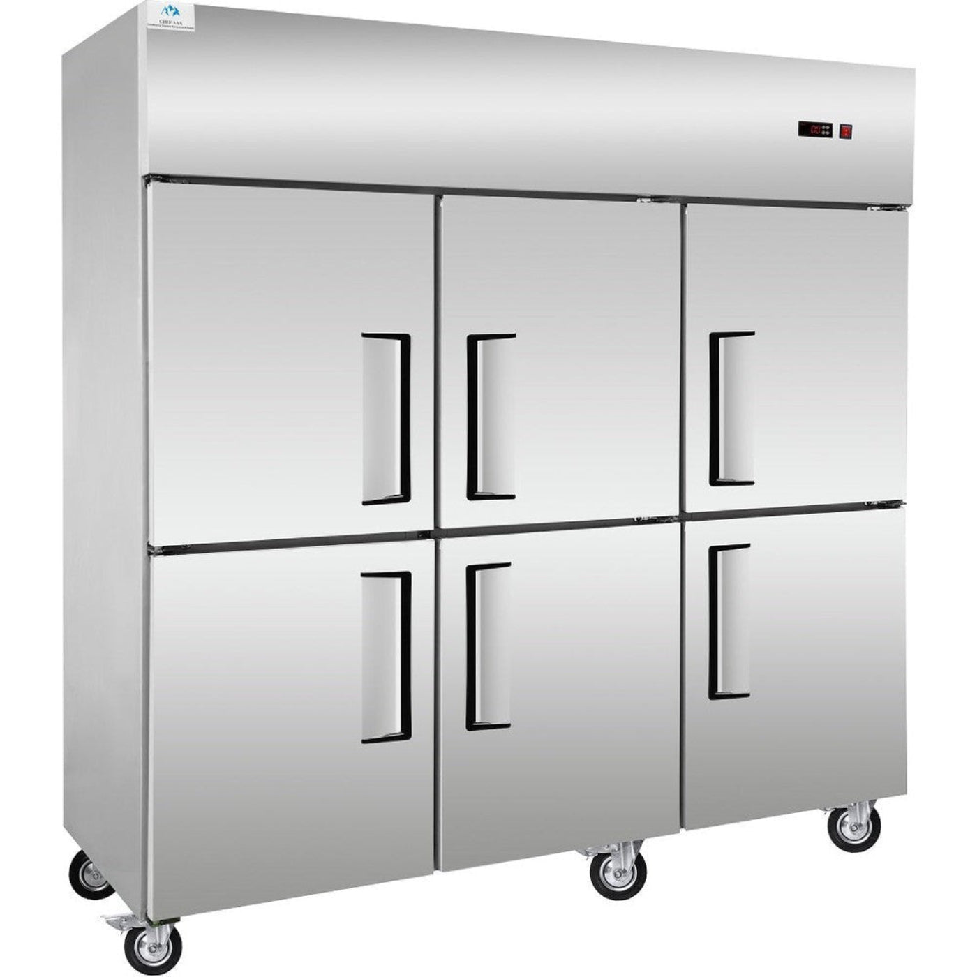 Chef AAA - SCD-660B 72" Commercial Dual Zone Reach-In Refrigerator and Freezer with 6 Solid Half Doors - SCD-660B