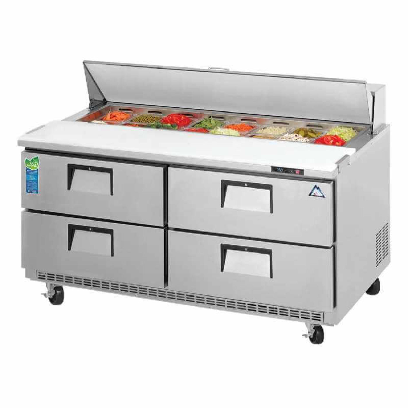 Everest Commercial 47" 12 Pan Salad Sandwich Food Prep Table Refrigerator Four Drawers - EPBNWR2-D4
