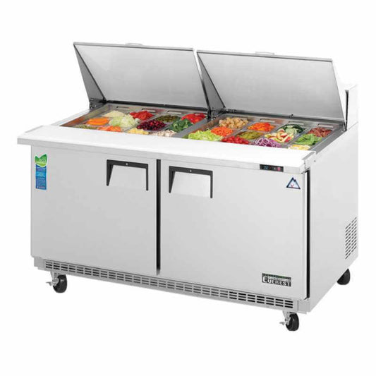Everest Commercial 59" 24 Pan Salad Sandwich Food Prep Table Refrigerator Two Section Mega Top - EPBWR2