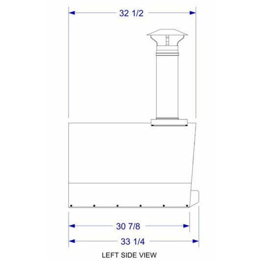 Solé Gourmet 32 Inch Italia Wood Fired Oven with Cart Left Side View Diagram