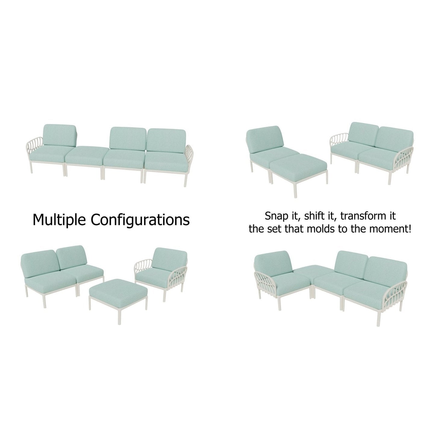 Strata Furniture Dahlia Patio Sofa Ottoman Set  - ODASOWM