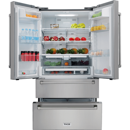 Thor Kitchen Appliance Package - 48 in. Propane Gas Range, Range Hood, Dishwasher, Refrigerator, Microwave Drawer, AP-LRG4807ULP-W-5
