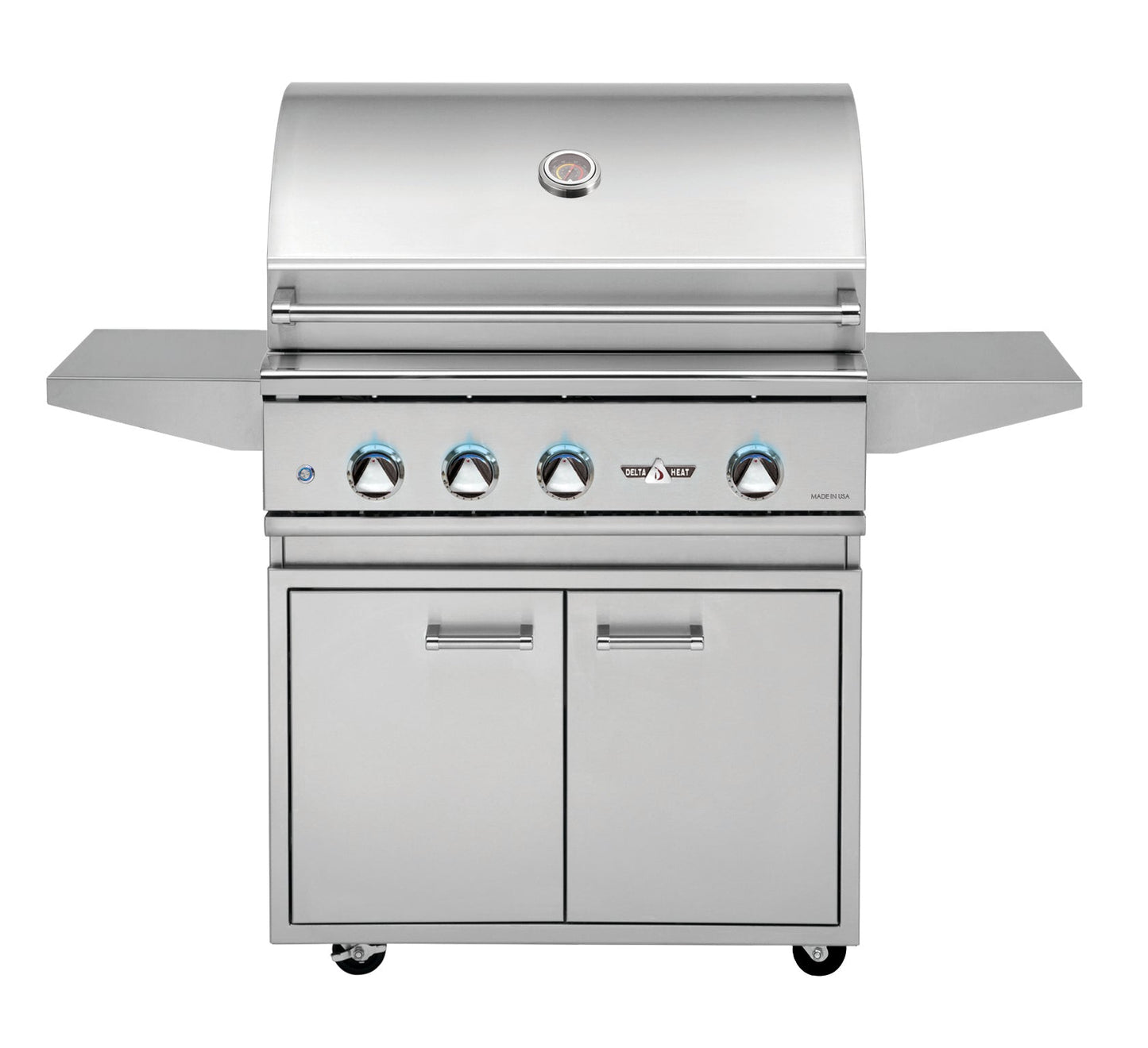 Delta Heat 32 Inch Natural Gas Grill on Cart with Infrared Rotisserie and Sear Zone - DHGB32-C + DHBQ32RS-DN
