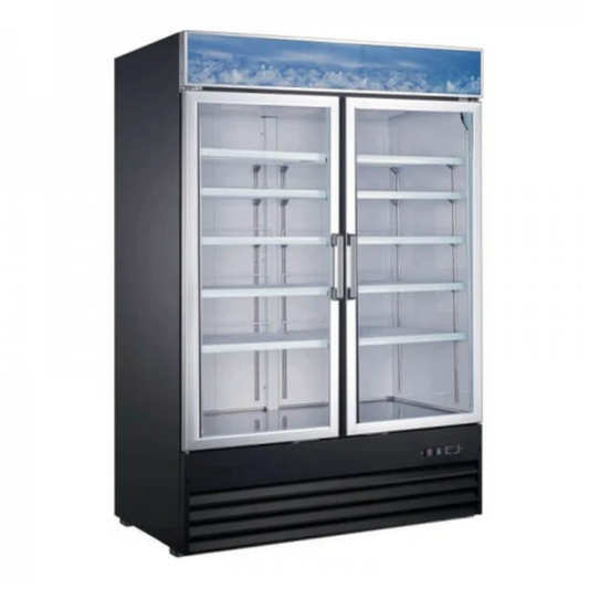 Adcraft USRFS-2D/54 U-Star Two Section Glass Door Merchandiser Refrigerator -  USRFS-2D/54