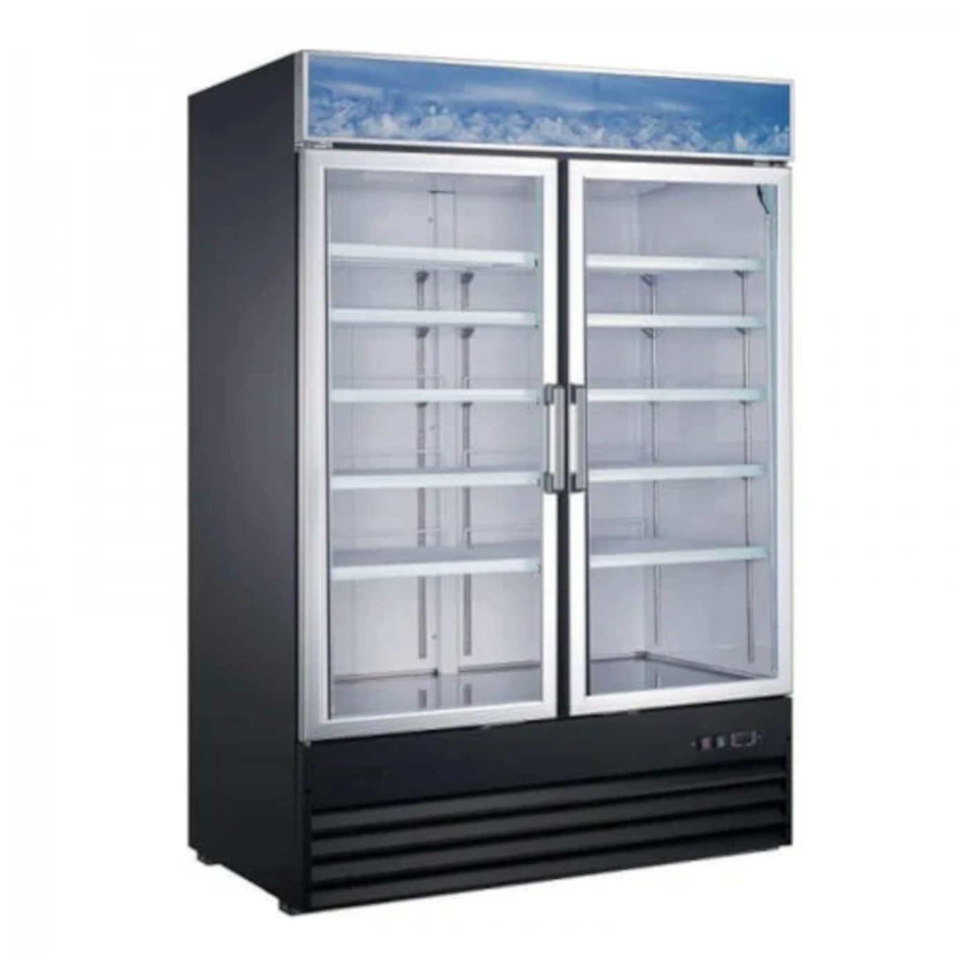 Adcraft USRFS-2D/54 U-Star Two Section Glass Door Merchandiser Refrigerator -  USRFS-2D/54