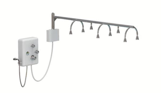 Touch America Stationary Neptune Wet Table and 8-Head Vichy Shower Deluxe Package - 82030+22003-0100