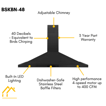 ZLINE 5-Piece Appliance Package - 48 In. Gas Range, Range Hood, Refrigerator, Microwave and Dishwasher in Black Stainless Steel, 5KPR-RGBRH48-MWDWV