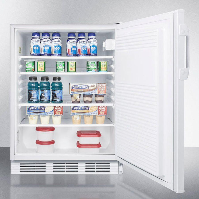 Accucold 24" Wide Built-In All-Refrigerator Fully Finished White Cabinet