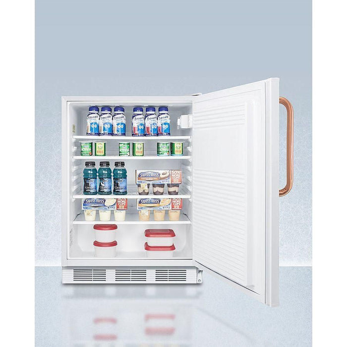 Accucold 24" Wide Built-In All-Refrigerator with Antimicrobial Pure Copper Handle, ADA Compliant