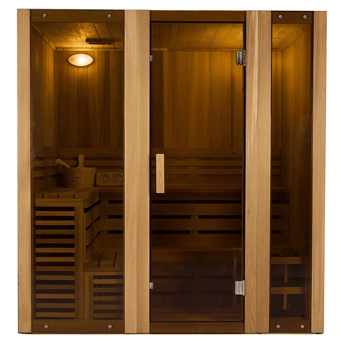 Aleko Canadian Cedar Indoor Wet Dry Steam Room Sauna - 6 kW ETL Certified Heater - 6 Person