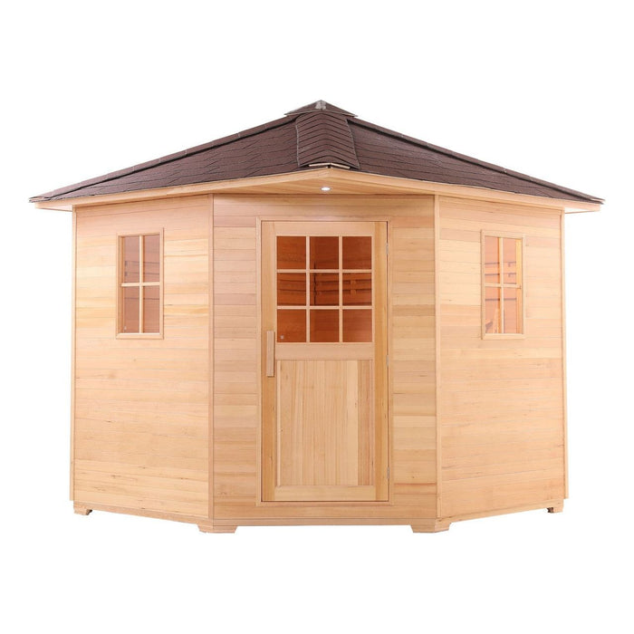 Aleko Canadian Hemlock 5-Person Wet/Dry Outdoor Sauna with Asphalt Roof