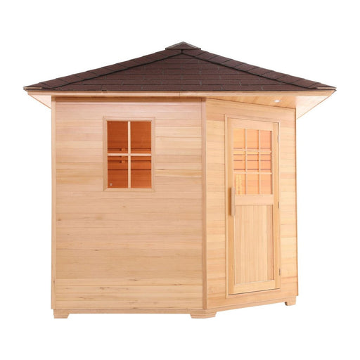 Aleko Canadian Hemlock 5-Person Wet/Dry Outdoor Sauna with Asphalt Roof