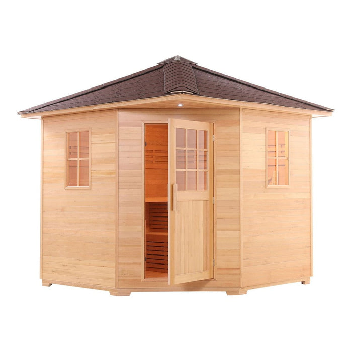 Aleko Canadian Hemlock 5-Person Wet/Dry Outdoor Sauna with Asphalt Roof