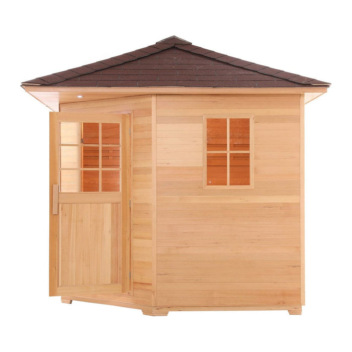 Aleko Canadian Hemlock 5-Person Wet/Dry Outdoor Sauna with Asphalt Roof