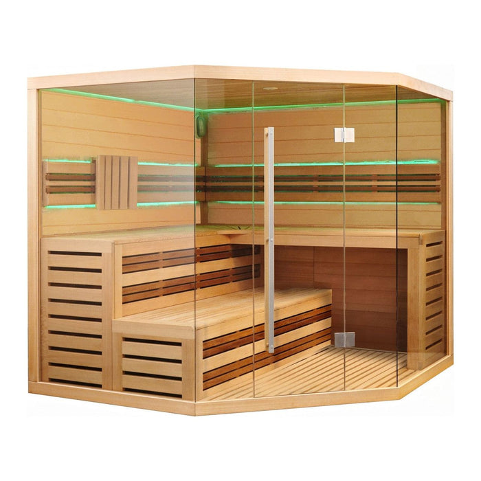 Aleko Canadian Hemlock Indoor Wet / Dry 6-Person Sauna with LED Lights