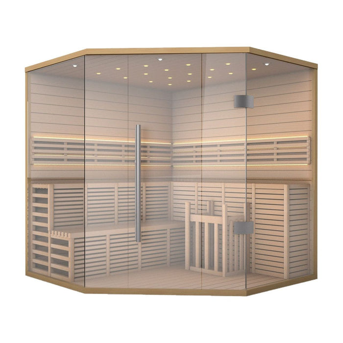 Aleko Canadian Hemlock Luxury Indoor Wet/Dry 5-6 Person Sauna with LED Lights