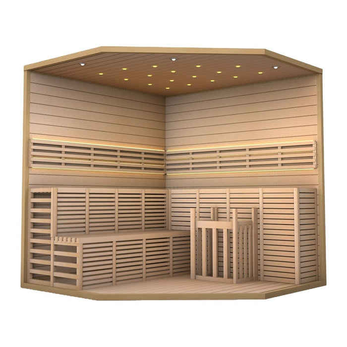 Aleko Canadian Hemlock Luxury Indoor Wet/Dry 5-6 Person Sauna with LED Lights