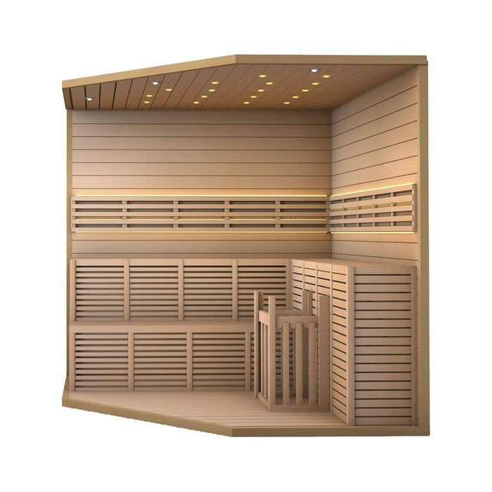 Aleko Canadian Hemlock Luxury Indoor Wet/Dry 5-6 Person Sauna with LED Lights