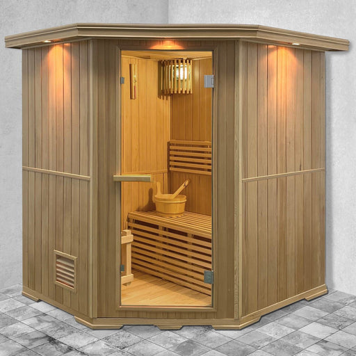 Aleko Canadian Hemlock Wet Dry Indoor Sauna - 6 Person