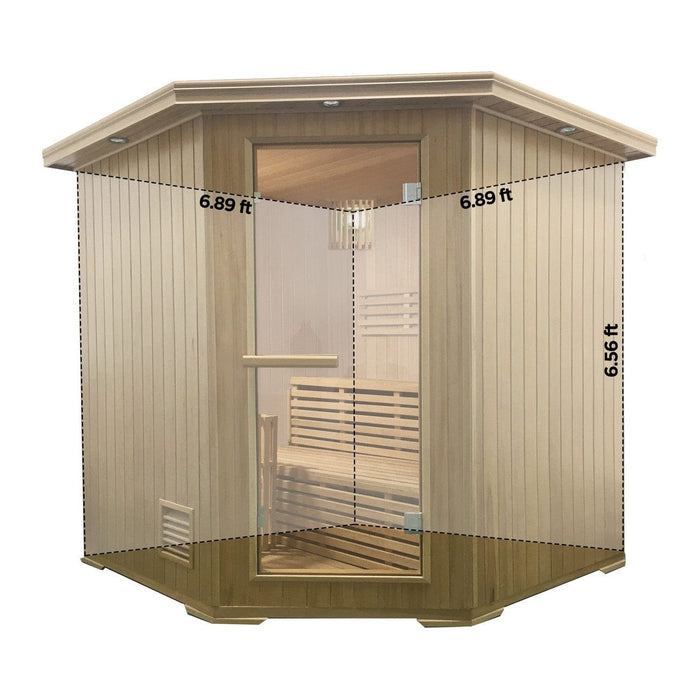 Aleko Canadian Hemlock Wet Dry Indoor Sauna - 6 Person