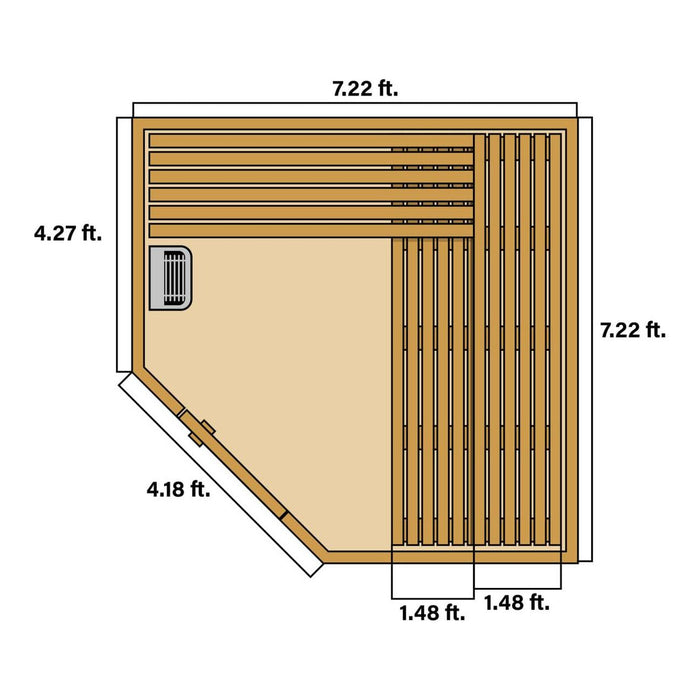 Aleko Canadian Hemlock Wet/Dry Outdoor Sauna w/ Asphalt Roof - 8 Person