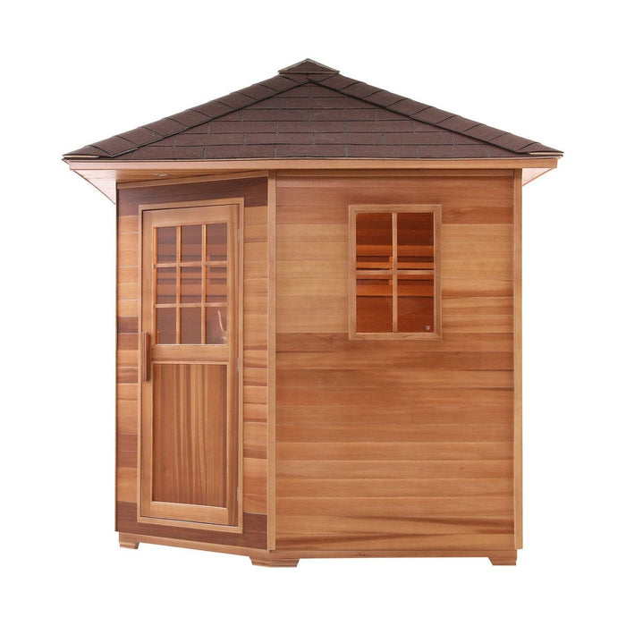 Aleko Canadian Red Cedar Wet Dry Outdoor Sauna with Asphalt Roof - 8 kW UL Certified Heater - 8 Person