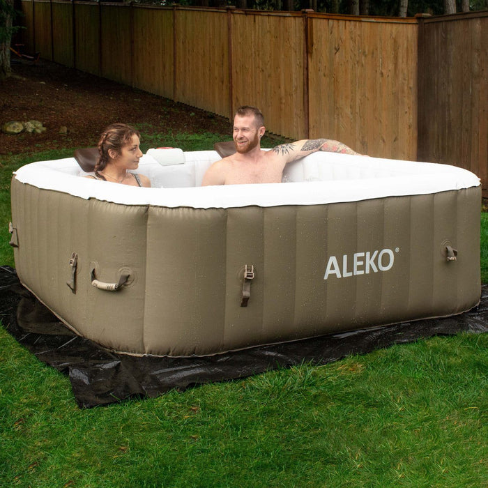 Aleko Inflatable Jetted 6-Person Square Hot Tub & Cover - 250 gal