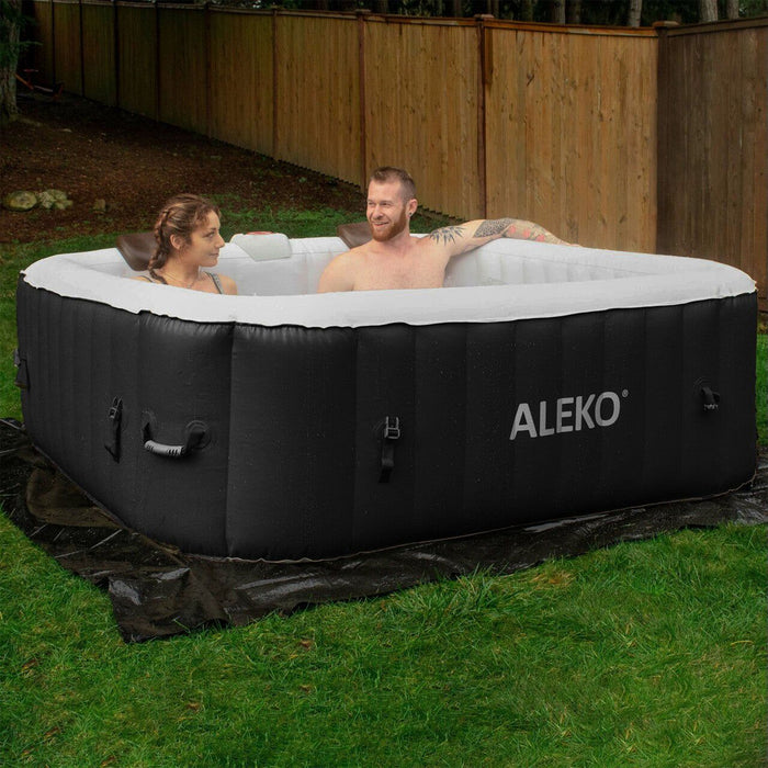 Aleko Inflatable Jetted 6-Person Square Hot Tub & Cover - 250 gal