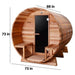 Aleko Outdoor / Indoor Red Cedar Wet/Dry 6-8 Person Barrel Sauna - with Front Porch Canopy, Panoramic View, and Bitumen Shingle Roofing