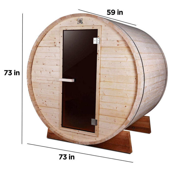 Aleko Outdoor / Indoor White Pine 4-Person Barrel Sauna - with Bitumen Shingle Roofing