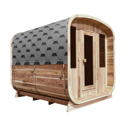 Aleko Outdoor Rustic Cedar 4-Person Square Sauna with Bitumen shingle roofing