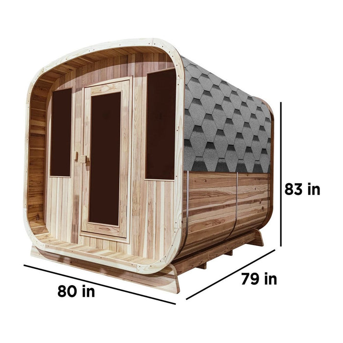 Aleko Outdoor Rustic Cedar 4-Person Square Sauna with Bitumen shingle roofing