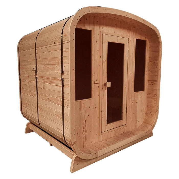 Aleko Outdoor Rustic Cedar 4-Person Square Sauna with Bitumen shingle roofing