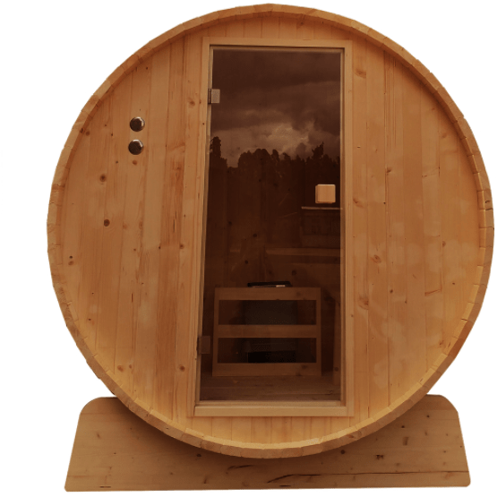 Aleko Outdoor Rustic Cedar Barrel Steam Sauna with Bitumen Shingle Roofing - 8 Person