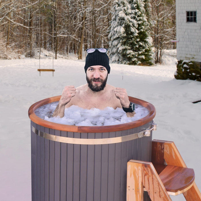 Aleko Outdoor Wooden Ice Bath Cold Plunge Tub - 118 gal for 1 Person